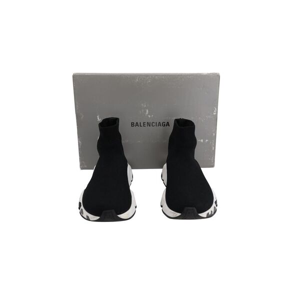 Balenciaga Recycled Knit Graffiti Sneaker In Black Polyester - Picture 4 of 8